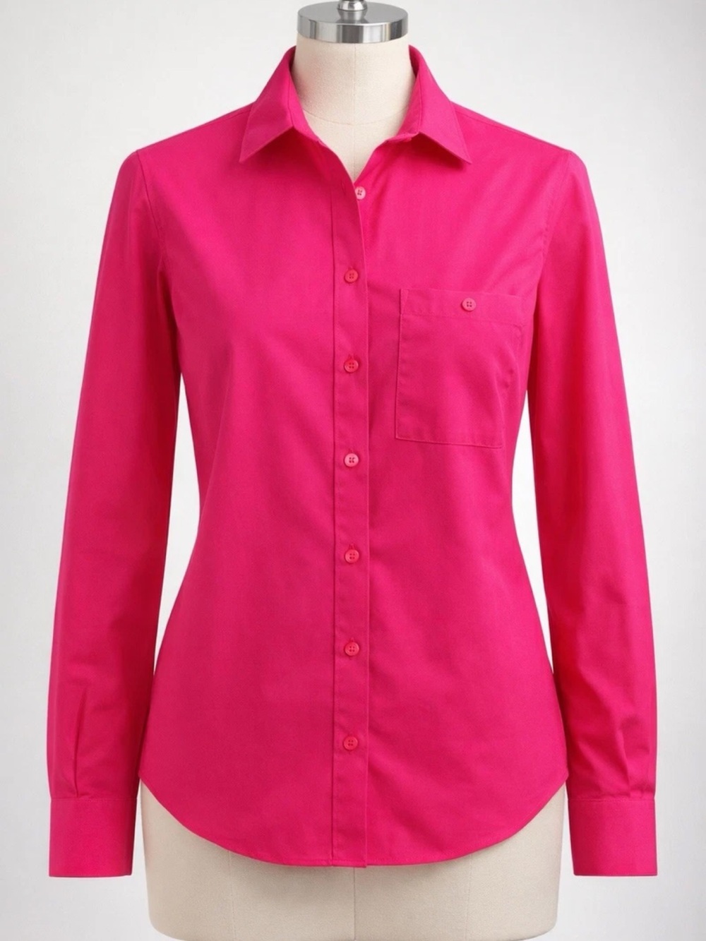 Diane von Furstenberg Hot Pink Button-Up Shirt | Size 4 | Classic Luxury Staple